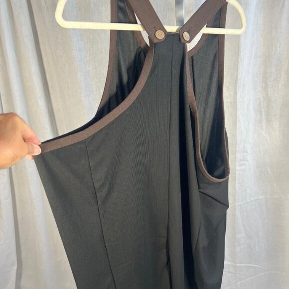Cherfly Pull-on Black Jumpsuit with Brown Trim - Size XL - Picture 8 of 11